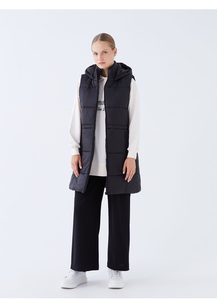 Yeni Sezon Kadın Kapüşonlu Düz Şişme Yelek modelleri