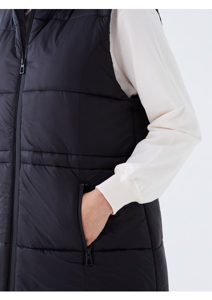 Yeni Sezon Kadın Kapüşonlu Düz Şişme Yelek fırsatları