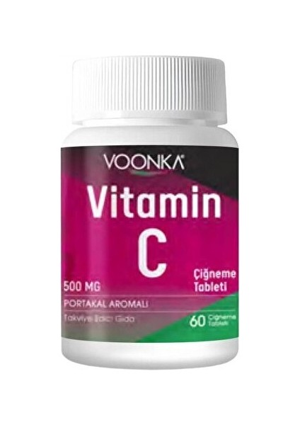 Vitamin C Portakal Aromalı Çiğneme Tableti 500 Mg 60 Tablet 2 Adet fiyatları