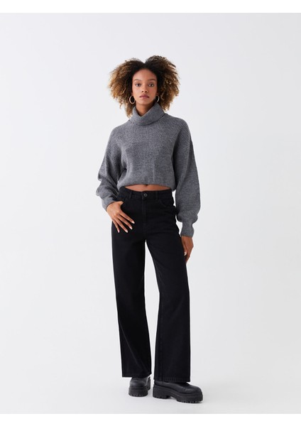 Yeni Sezon Balıkçı Yaka Düz Uzun Kollu Crop Kadın Triko Kazak fiyatları