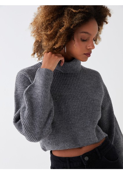 Yeni Sezon Balıkçı Yaka Düz Uzun Kollu Crop Kadın Triko Kazak modelleri