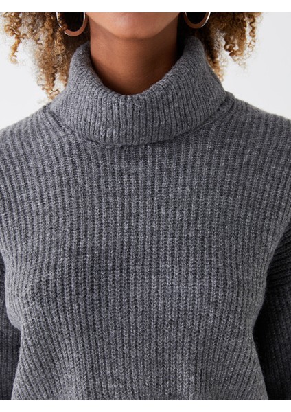 Yeni Sezon Balıkçı Yaka Düz Uzun Kollu Crop Kadın Triko Kazak fırsatları