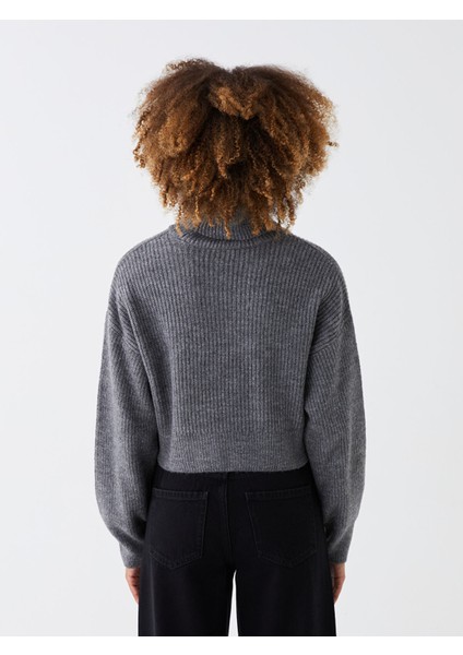 Yeni Sezon Balıkçı Yaka Düz Uzun Kollu Crop Kadın Triko Kazak indirimleri