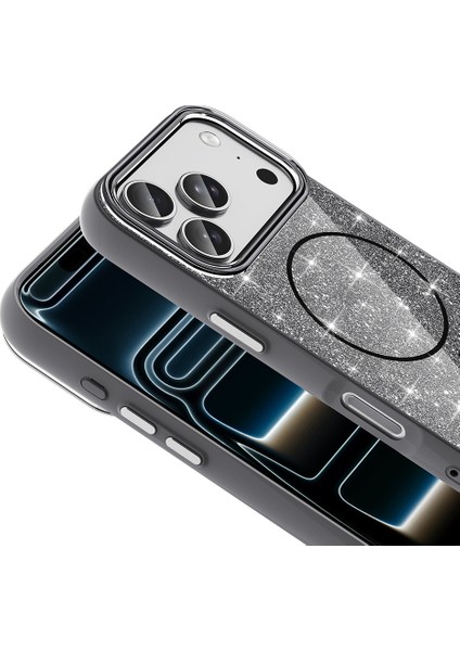 Iphone 17 Pro Max Uyumlu Kılıf Magsafe Destekli Parıltılı Simli Işıltlı Kamera Korumalı Kapak modelleri