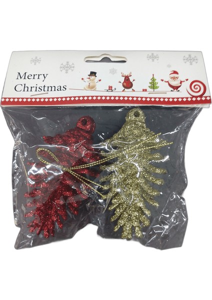 Yılbaşı Çam Ağacı Süsü 2 Adet Kırmızı ve Gold Kozalak Lüks Simli Yılbaşı Süsü 10CM fiyatları