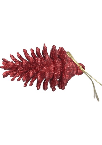 Yılbaşı Çam Ağacı Süsü 2 Adet Kırmızı ve Gold Kozalak Lüks Simli Yılbaşı Süsü 10CM modelleri