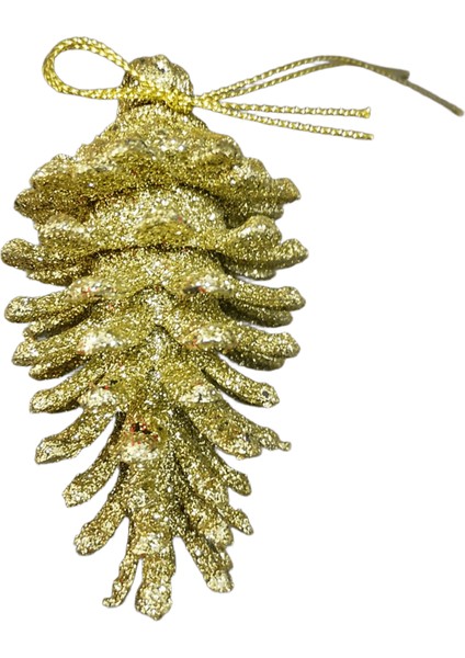 Yılbaşı Çam Ağacı Süsü 2 Adet Kırmızı ve Gold Kozalak Lüks Simli Yılbaşı Süsü 10CM fırsatları