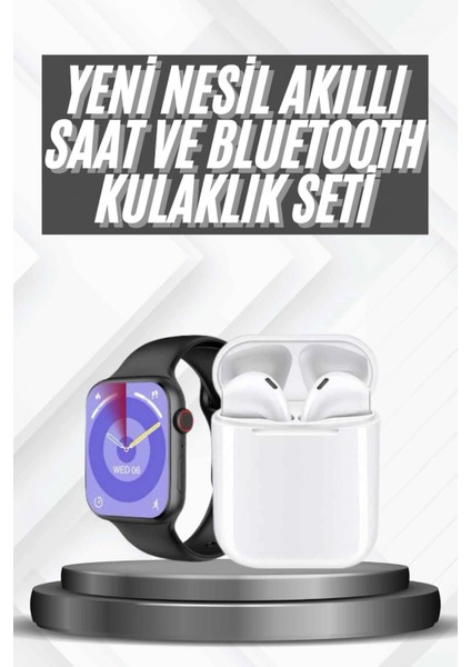 Ieg® Akıllı Saat Gümüş Kasa Bluetooth Kulaklık Hediyeli Çok Fonksiyonlu Ikili Set