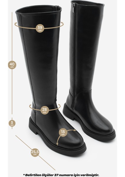 Kadın Günlük Binici Çizme Zunet Siyah