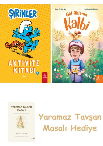Şirinler - Aktivite Kitabı 3 + Gül Ablanın Kalbi + Yaramaz Tavşan Masalı