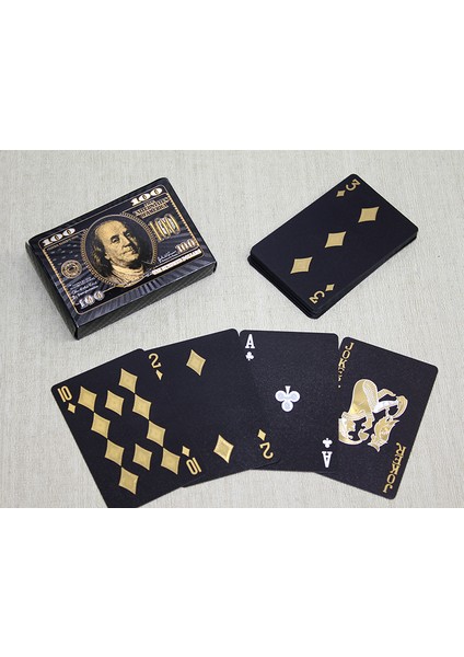 Altın Dolar Tasarımlı Siyah Iskambil Oyun Kartı