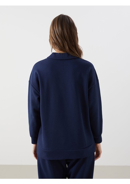 Yeni Sezon Polo Yaka Baskılı Kadın Kalın Sweatshirt Tunik fırsatları