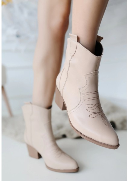 Lvsqvr Akver Nude Cilt Topuklu Bot (Numara: 39)