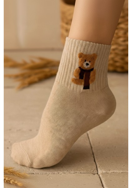 4 Çift Ayıcık Desenli Kadın Kolej Çorap fırsatları