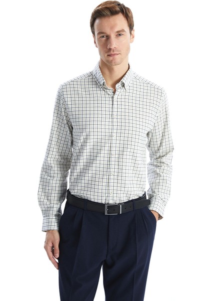 Yeni Sezon Slim Fit Uzun Kollu Ekose Poplin Erkek Gömlek