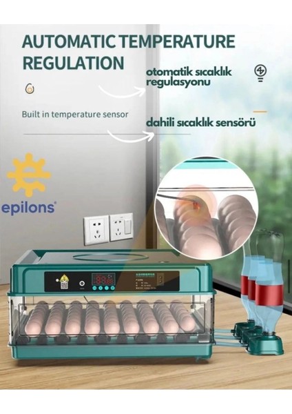 Profesyonel 130 Yumurtalık Tam Otomatik Kuluçka Makinesi Yedek Motorlu Tavuk Kaz Ördek Bıldırcın Güvercin Süs Kuşu Için Tasarlanmış