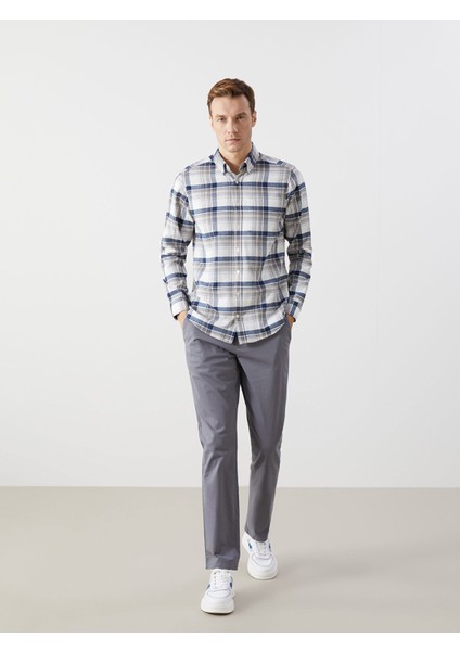 Yeni Sezon Regular Fit Uzun Kollu Ekose Gabardin Erkek Gömlek modelleri