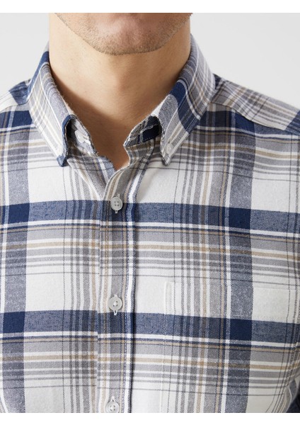 Yeni Sezon Regular Fit Uzun Kollu Ekose Gabardin Erkek Gömlek indirimleri