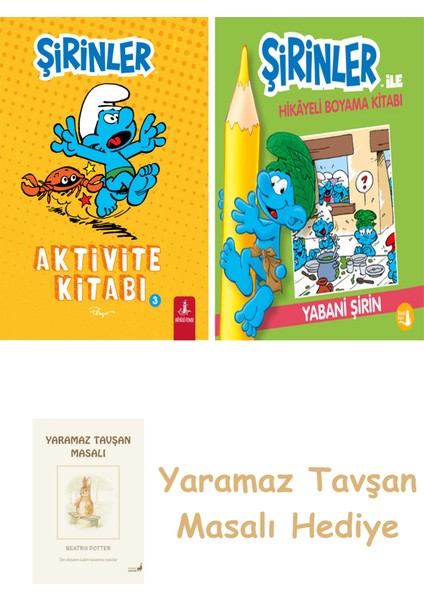 Şirinler - Aktivite Kitabı 3 + Şirinler ile Hikâyeli Boyama Kitabı - Yabani Şirin + Yaramaz Tavşan Masalı