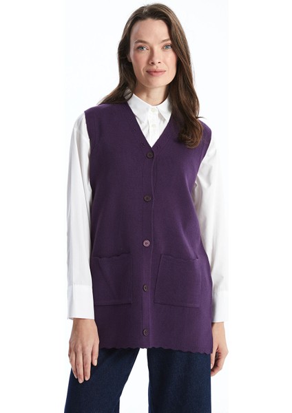 Yeni Sezon V Yaka Kadın Triko Yelek