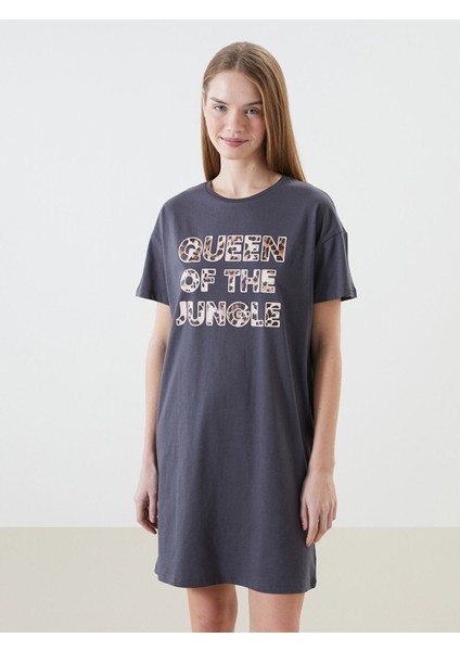 Yeni Sezon Bisiklet Yaka Baskılı Kadın Gecelik fiyatları