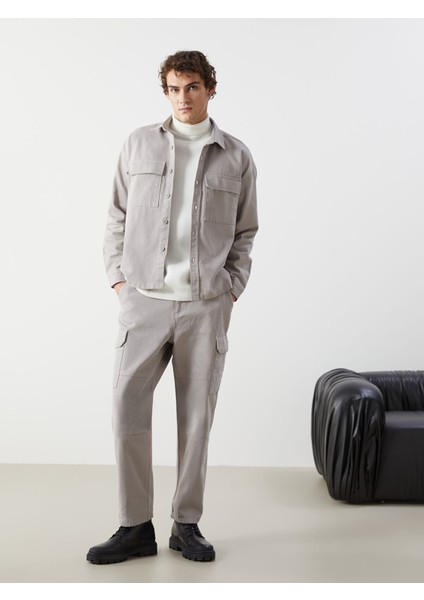 Yeni Sezon Rahat Kalıp Gabardin Erkek Kargo Pantolon