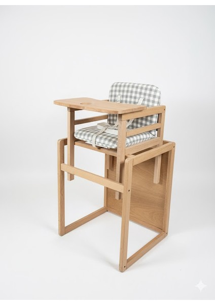 Ahşap Mama Sandalyesi -Etkinlik Masasınadönüşebilir 2'si1 Arada