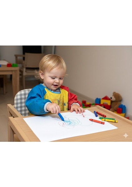 Ahşap Mama Sandalyesi -Etkinlik Masasınadönüşebilir 2'si1 Arada