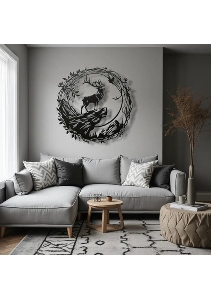 Dağ Geyiği Siluetli Metal Duvar Dekoru – Doğanın Gücü ve Asaletin Sembolü fiyatları