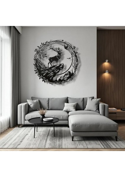 Dağ Geyiği Siluetli Metal Duvar Dekoru – Doğanın Gücü ve Asaletin Sembolü modelleri