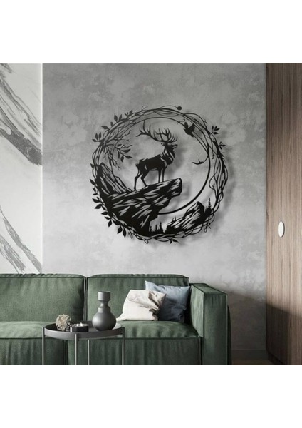 Dağ Geyiği Siluetli Metal Duvar Dekoru – Doğanın Gücü ve Asaletin Sembolü fırsatları