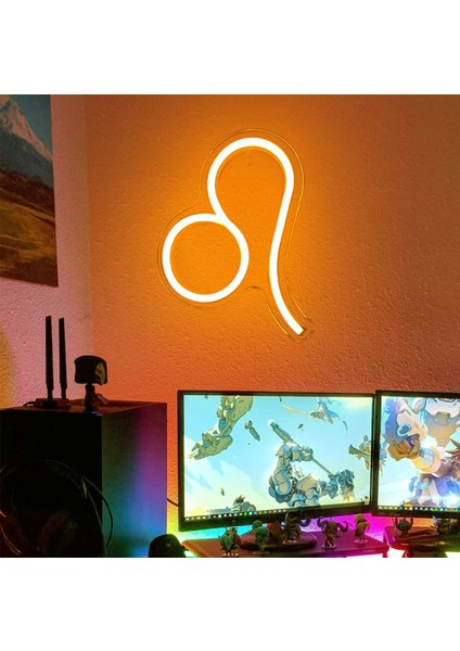 Aslan Burcu Figürlü Neon LED Tabela Tablo Gece Aydınlatma Duvar Dekoru modelleri