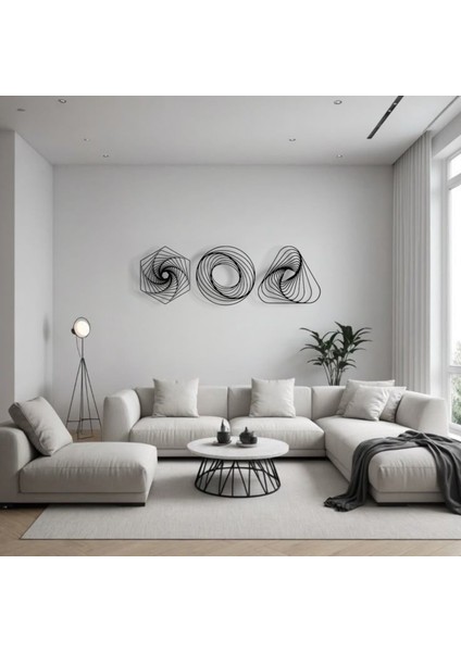 Metal Geometrik Duvar Dekoru Seti – Modern Minimalist 3 Parça Ev Ofis Aksesuarı Duvar Süsü fiyatları