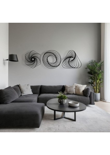 Metal Geometrik Duvar Dekoru Seti – Modern Minimalist 3 Parça Ev Ofis Aksesuarı Duvar Süsü modelleri