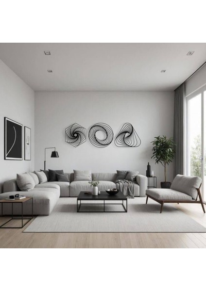 Metal Geometrik Duvar Dekoru Seti – Modern Minimalist 3 Parça Ev Ofis Aksesuarı Duvar Süsü fırsatları