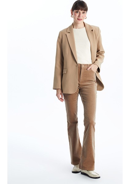 Yeni Sezon Dar Fit Ispanyol Paça Kadın Kadife Pantolon