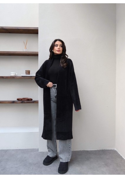 Yumoş Dokulu Şal Yaka Uzun Hırka