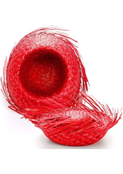 Tropikal Parti Kırmızı Hasır Hawaii Şapkası modelleri