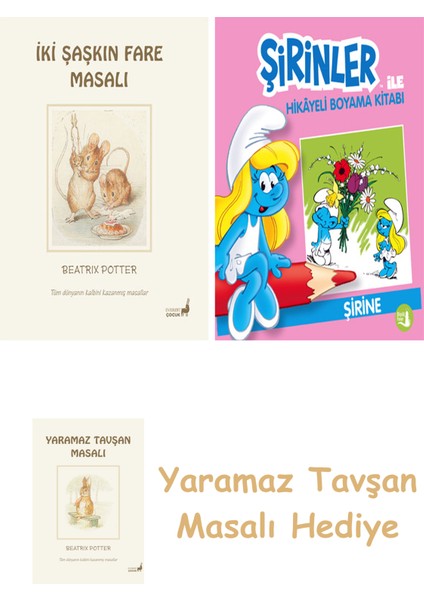 Beatrix Potter 5 - Iki Şaşkın Fare Masalı + Şirinler ile Hikâyeli Boyama Kitabı - Şirine + Yaramaz Tavşan Masalı