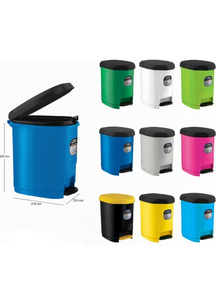Pedallı Renkli Plastik Çöp Kutusu 32X31X21 cm 9 Lt. fiyatları