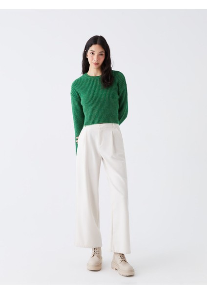 Yeni Sezon Bisiklet Yaka Kendinden Desenli Uzun Kollu Kadın Triko Kazak modelleri