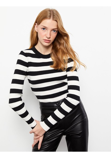 Yeni Sezon Bisiklet Yaka Çizgili Uzun Kollu Kadın Triko Kazak fiyatları