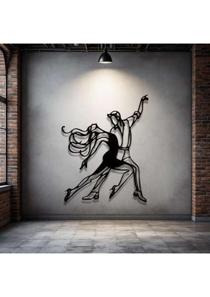 Metal Dansçı Figürü Duvar Dekoru – Modern Çift Dans Metal Tablo Salon Antre Ofis Dekorasyon