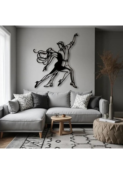 Metal Dansçı Figürü Duvar Dekoru – Modern Çift Dans Metal Tablo Salon Antre Ofis Dekorasyon