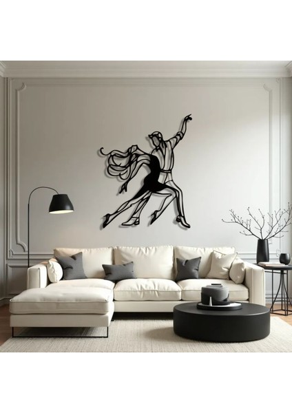 Metal Dansçı Figürü Duvar Dekoru – Modern Çift Dans Metal Tablo Salon Antre Ofis Dekorasyon