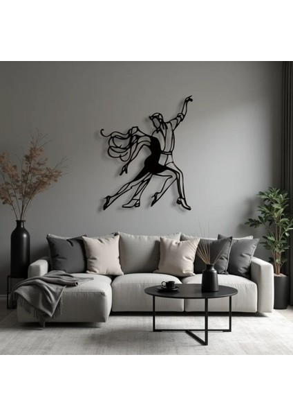 Metal Dansçı Figürü Duvar Dekoru – Modern Çift Dans Metal Tablo Salon Antre Ofis Dekorasyon