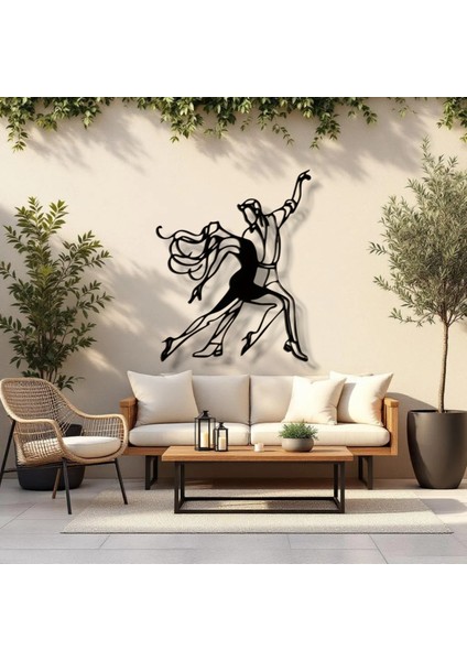 Metal Dansçı Figürü Duvar Dekoru – Modern Çift Dans Metal Tablo Salon Antre Ofis Dekorasyon