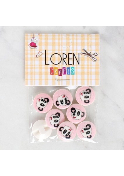 Loren Crafts 8'li Panda Düğme - 1054