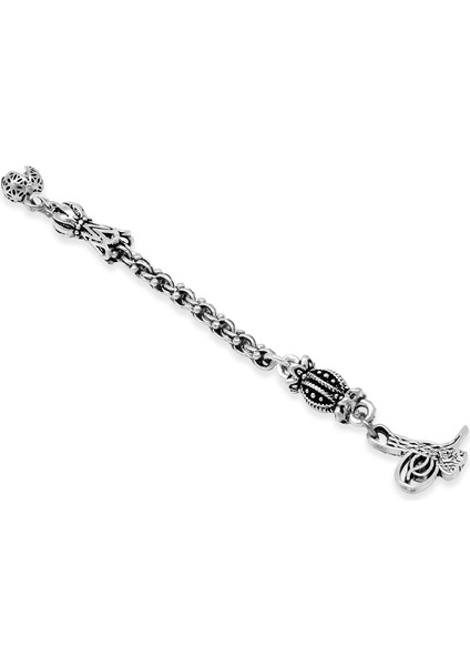 Tuğra Temalı Arnavut Zincirli Tek Kamçılı Kararmaz Metal Püskül