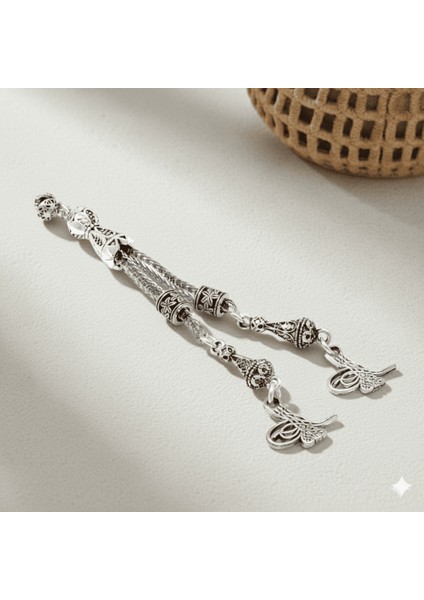 Tuğra Temalı Foxtail Zincirli Çift Kamçılı Kararmaz Metal Püskül fiyatları